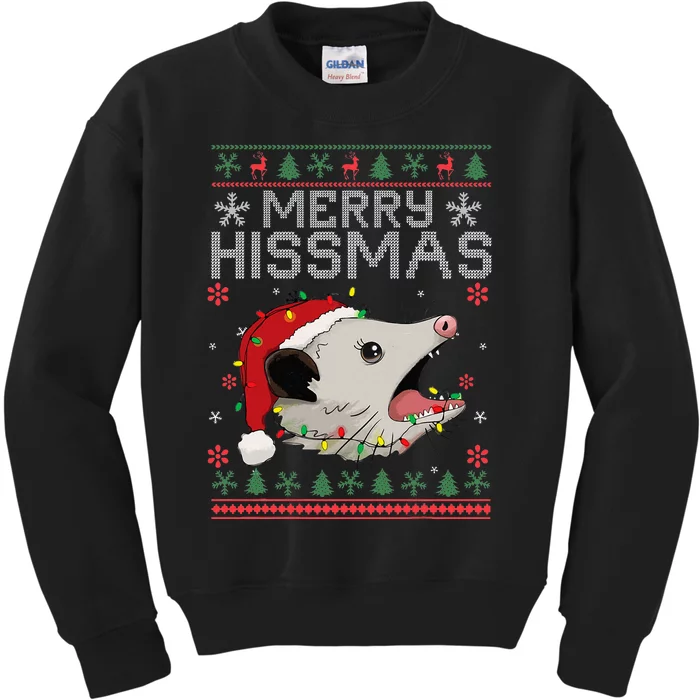 Funny Xmas Merry Hissmas Possum Lovers Opossum Christmas Kids Sweatshirt