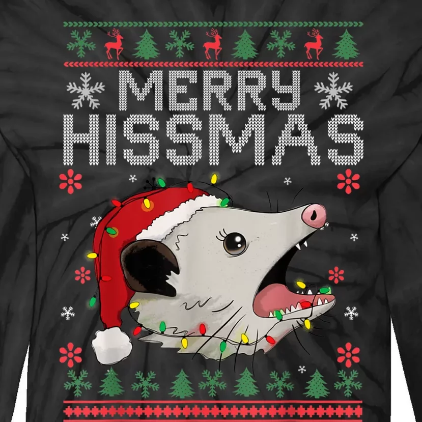 Funny Xmas Merry Hissmas Possum Lovers Opossum Christmas Tie-Dye Long Sleeve Shirt