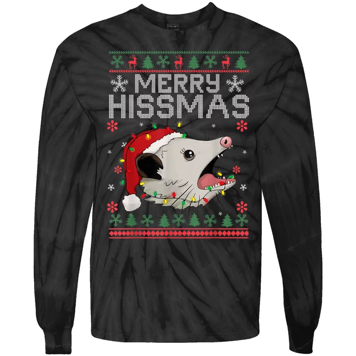 Funny Xmas Merry Hissmas Possum Lovers Opossum Christmas Tie-Dye Long Sleeve Shirt