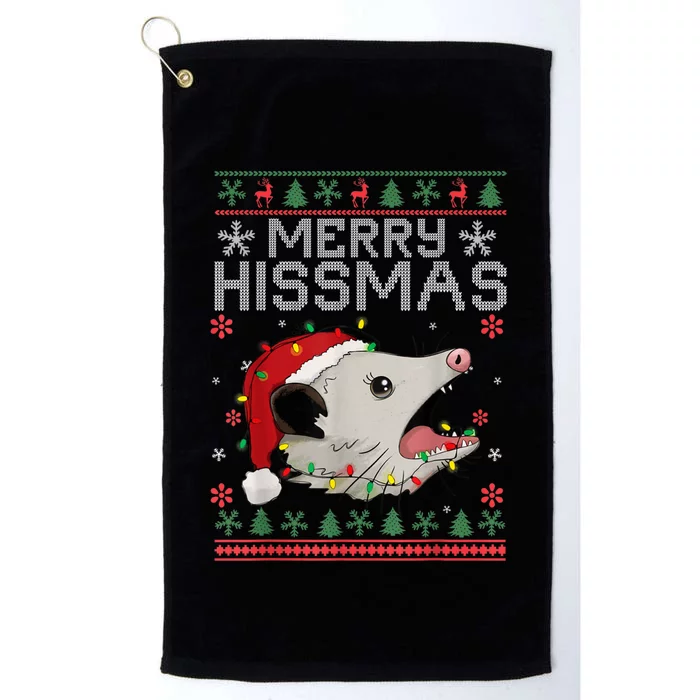 Funny Xmas Merry Hissmas Possum Lovers Opossum Christmas Platinum Collection Golf Towel