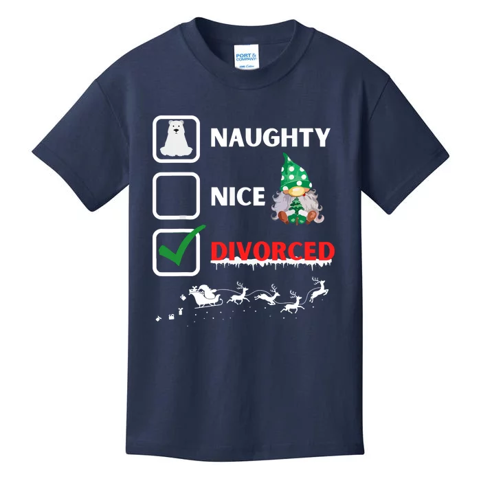 Funny Xmas Naughty Nice List Funny Christmas Santa Gnome Gift Kids T-Shirt