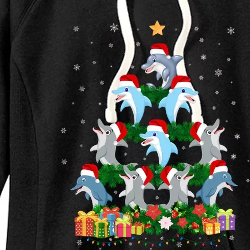 Funny Xmas Outfit For Dolphin Lovers Ugly Christmas Sweater Cool Gift Women's Fleece Hoodie