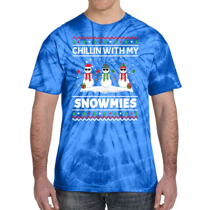 Funny Xmas Pajama Ugly Christmas Chillin With My Snowmies Cute Gift Tie-Dye T-Shirt