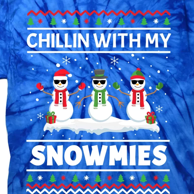 Funny Xmas Pajama Ugly Christmas Chillin With My Snowmies Cute Gift Tie-Dye T-Shirt