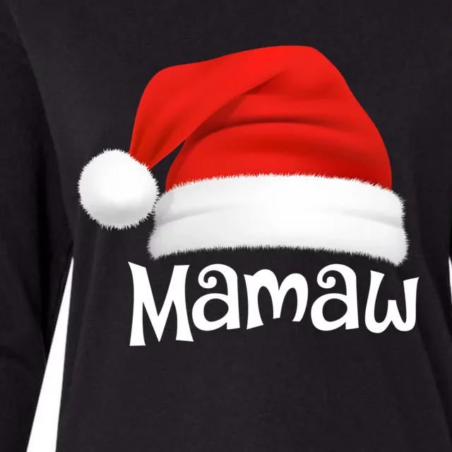 Funny Xmas Pajama Group Matching Mamaw Christmas Hat Meaningful Gift Womens Cotton Relaxed Long Sleeve T-Shirt