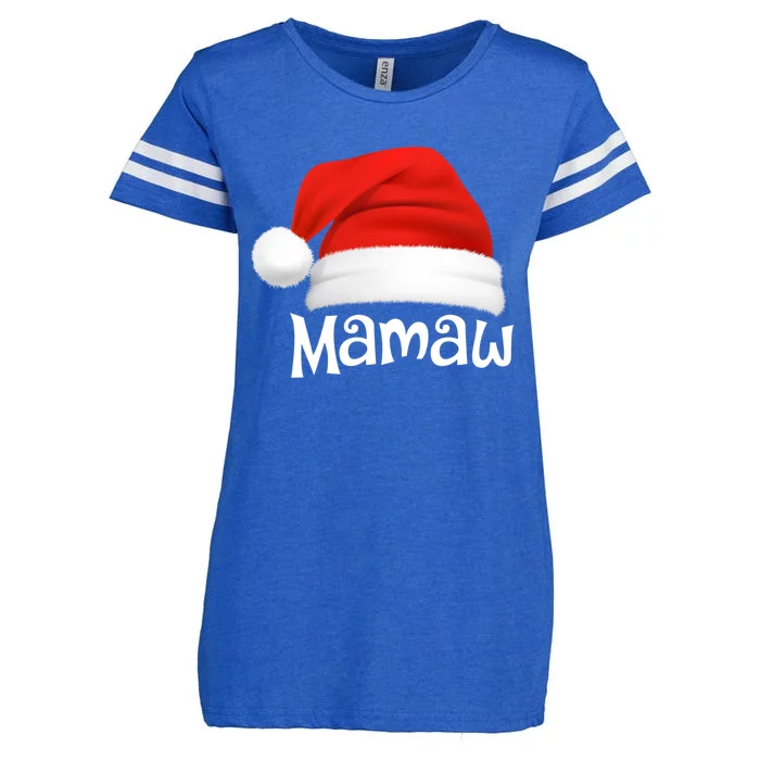 Funny Xmas Pajama Group Matching Mamaw Christmas Hat Meaningful Gift Enza Ladies Jersey Football T-Shirt