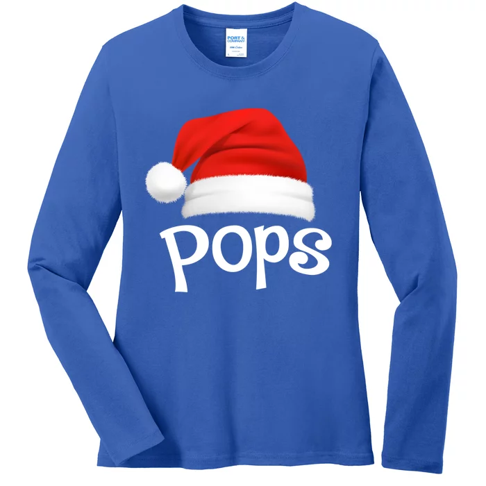 Funny Xmas Pajama Group Matching Pops Christmas Hat Gift Ladies Long Sleeve Shirt