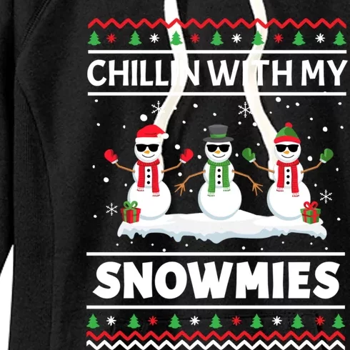 Funny Xmas Pajama Ugly Christmas Chillin With My Snowmies Great Gift Women's Fleece Hoodie