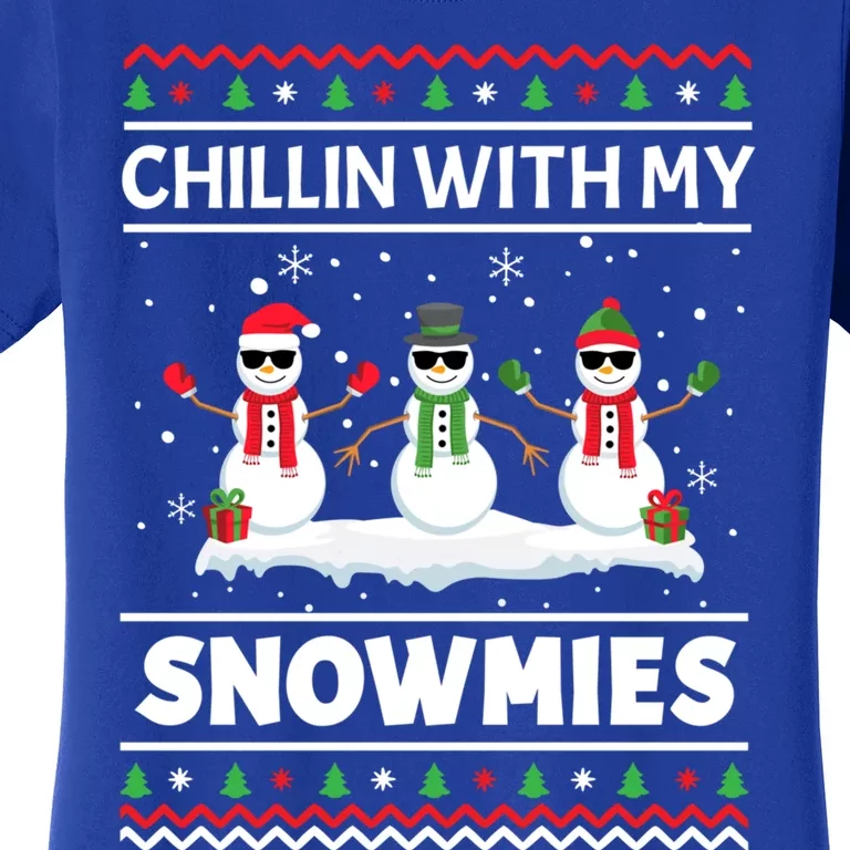 Funny Xmas Pajama Ugly Christmas Chillin With My Snowmies Great Gift Women's T-Shirt