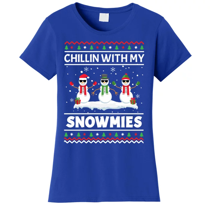 Funny Xmas Pajama Ugly Christmas Chillin With My Snowmies Great Gift Women's T-Shirt