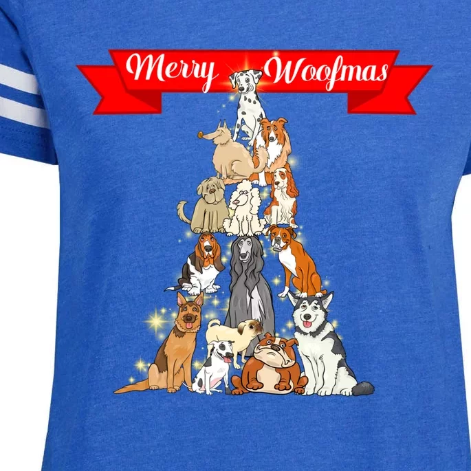 Funny Xmas Pajama For Dog Lovers Woofmas Cool Gift Enza Ladies Jersey Football T-Shirt