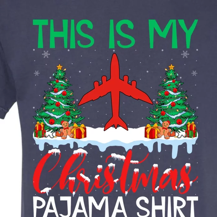 Flying Xmas Pajama Gift Aviation Airplane Pilot Christmas Gift Garment-Dyed Heavyweight T-Shirt