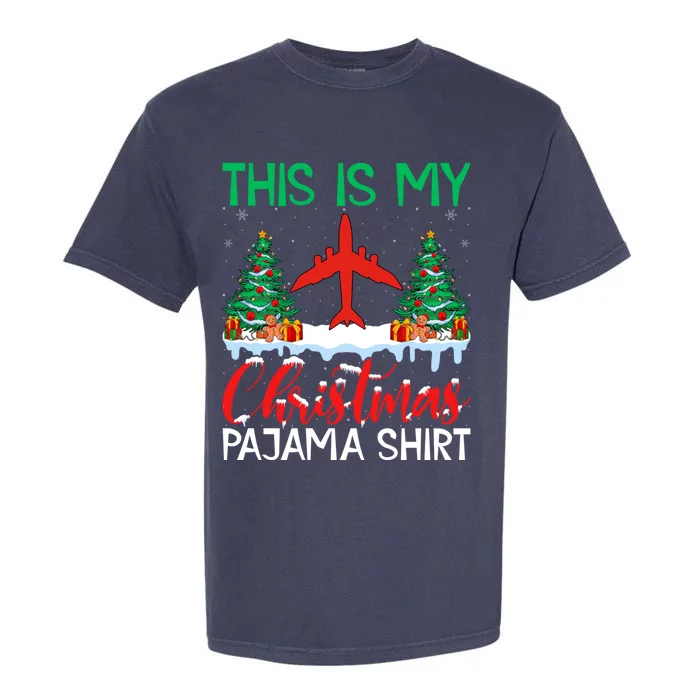 Flying Xmas Pajama Gift Aviation Airplane Pilot Christmas Gift Garment-Dyed Heavyweight T-Shirt