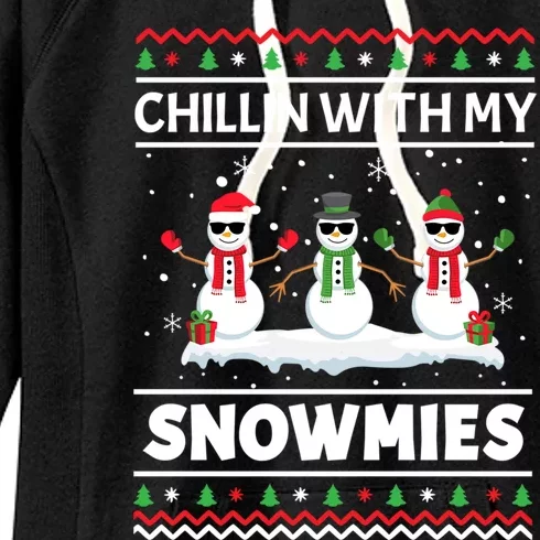 Funny Xmas Pajama Ugly Christmas Chillin With My Snowmies Funny Gift Women's Fleece Hoodie