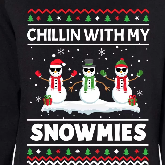 Funny Xmas Pajama Ugly Christmas Chillin With My Snowmies Funny Gift Womens California Wash Sweatshirt