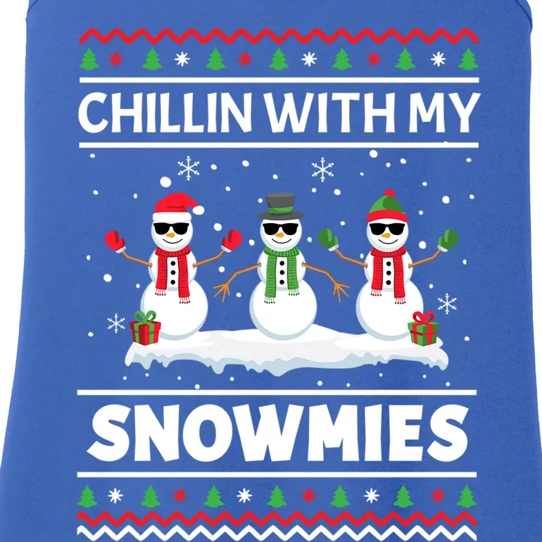 Funny Xmas Pajama Ugly Christmas Chillin With My Snowmies Funny Gift Ladies Essential Tank