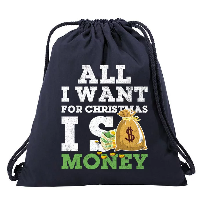 Funny Xmas Pajama All I Want For Christmas Is Money Gift Drawstring Bag