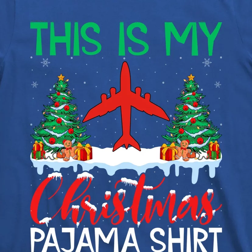 Flying Xmas Pajama Cute Gift Aviation Airplane Pilot Christmas Gift T-Shirt