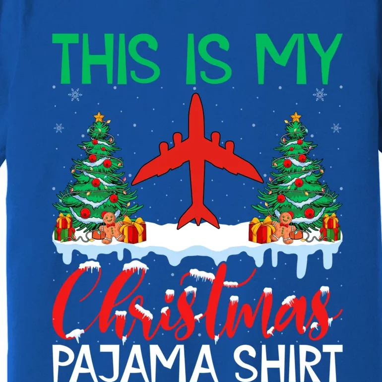 Flying Xmas Pajama Cute Gift Aviation Airplane Pilot Christmas Gift Premium T-Shirt