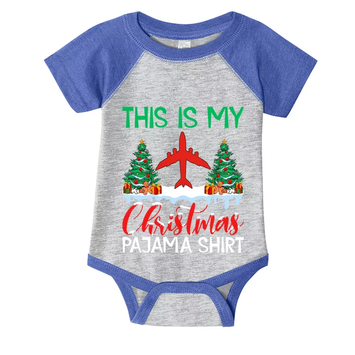 Flying Xmas Pajama Cute Gift Aviation Airplane Pilot Christmas Gift Infant Baby Jersey Bodysuit