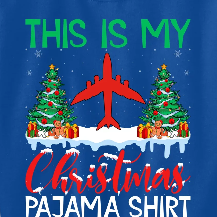 Flying Xmas Pajama Cute Gift Aviation Airplane Pilot Christmas Gift Kids Sweatshirt