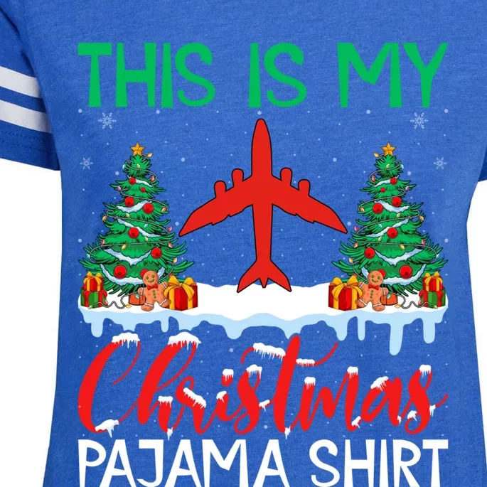 Flying Xmas Pajama Cute Gift Aviation Airplane Pilot Christmas Gift Enza Ladies Jersey Football T-Shirt