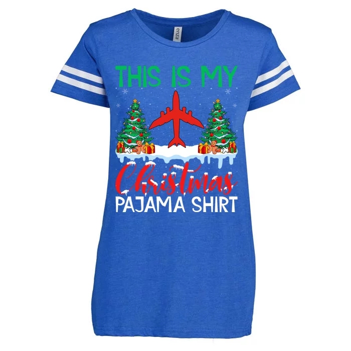 Flying Xmas Pajama Cute Gift Aviation Airplane Pilot Christmas Gift Enza Ladies Jersey Football T-Shirt