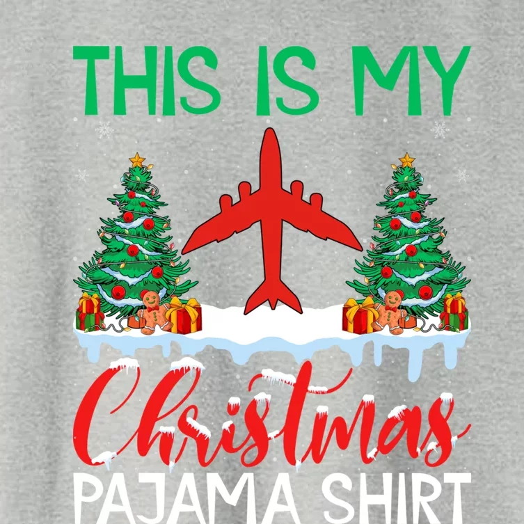 Flying Xmas Pajama Cute Gift Aviation Airplane Pilot Christmas Gift Women's Crop Top Tee