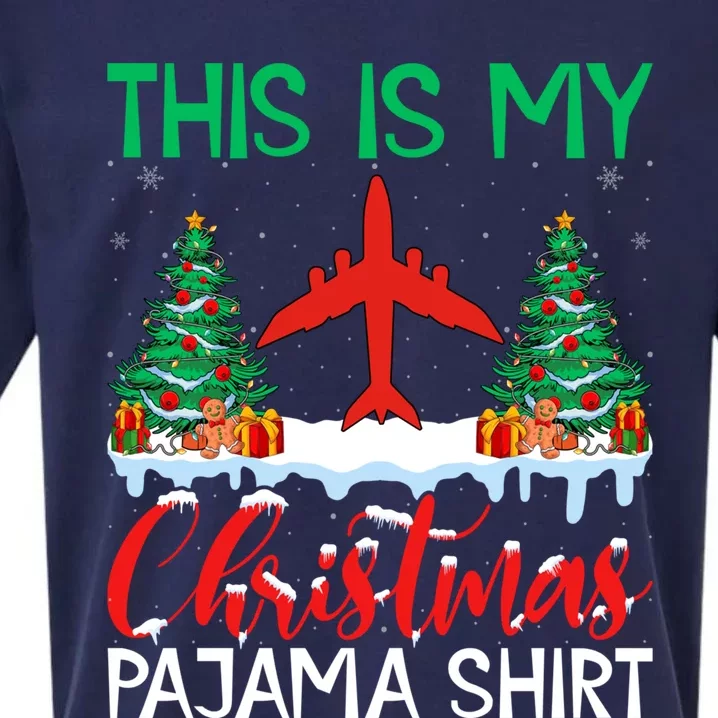 Flying Xmas Pajama Cute Gift Aviation Airplane Pilot Christmas Gift Sueded Cloud Jersey T-Shirt