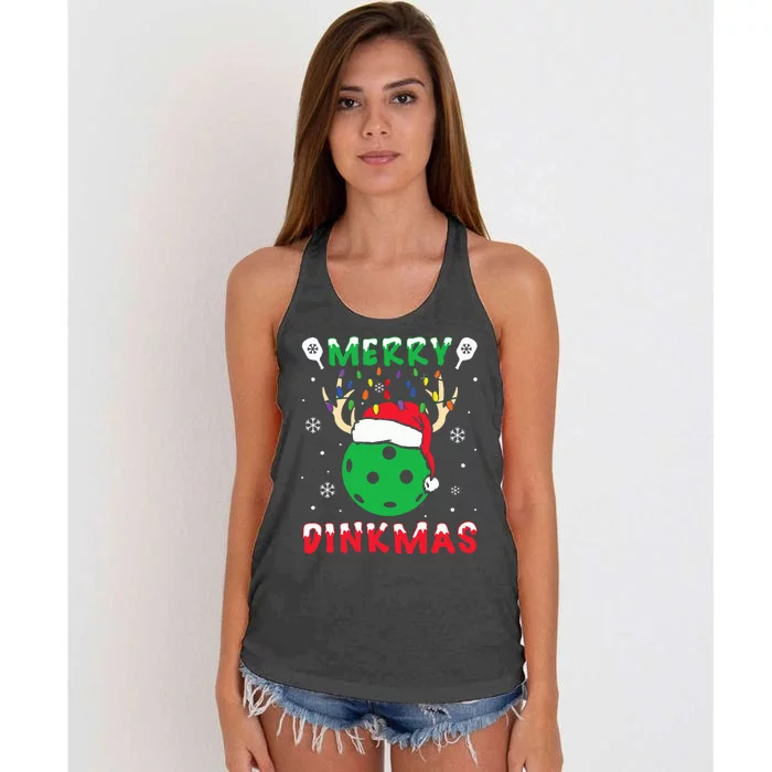 Funny Xmas Reindeer Santa Merry Pickleball Christmas Women's Knotted Racerback Tank