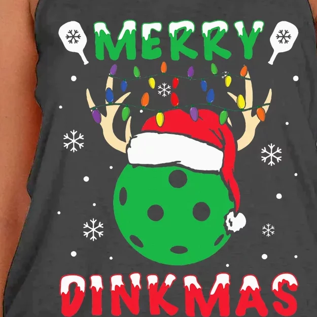 Funny Xmas Reindeer Santa Merry Pickleball Christmas Women's Knotted Racerback Tank