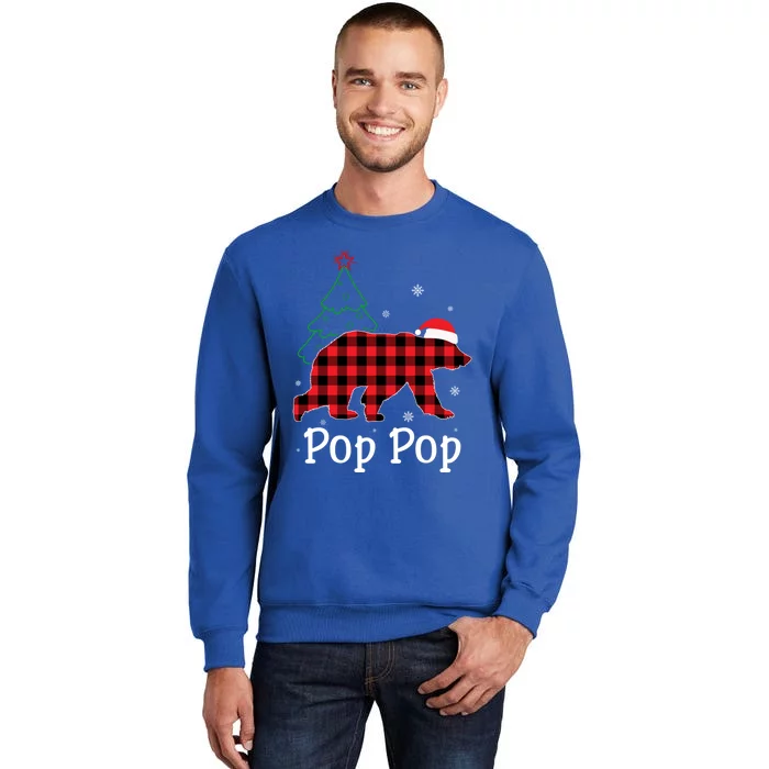 Funny Xmas Red Plaid Pop Pop Bear Ugly Christmas Sweater Gift Tall Sweatshirt