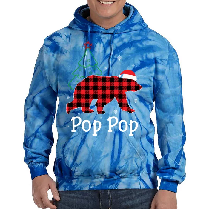 Funny Xmas Red Plaid Pop Pop Bear Ugly Christmas Sweater Gift Tie Dye Hoodie