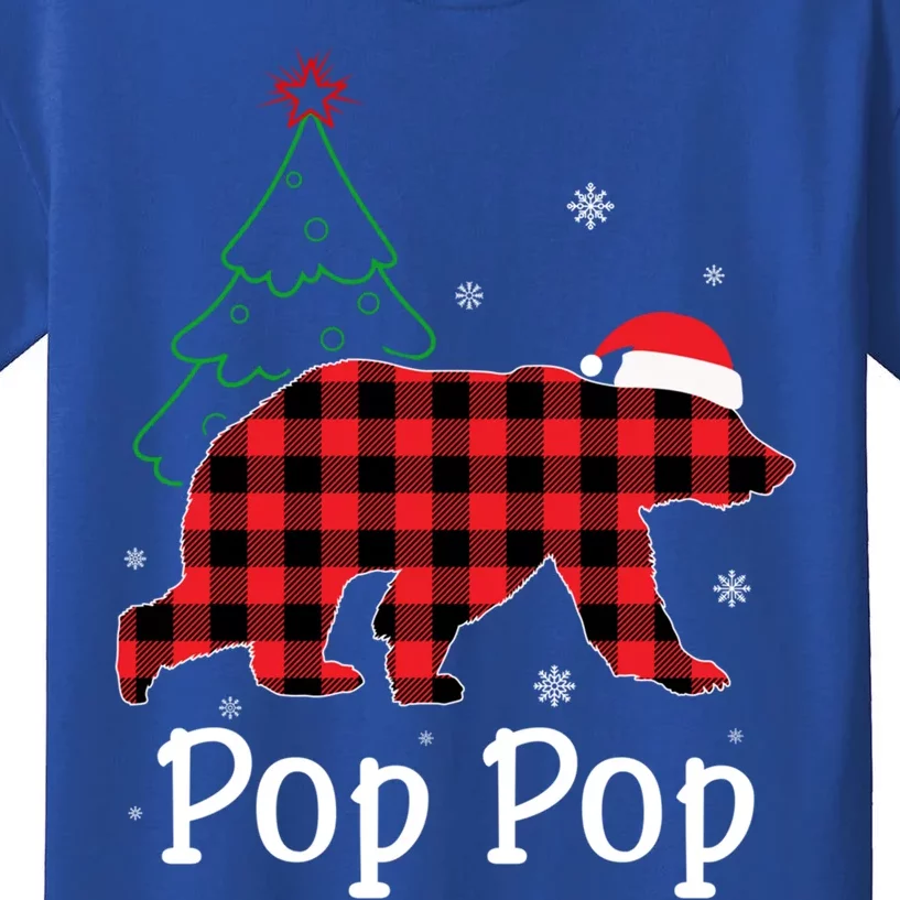 Funny Xmas Red Plaid Pop Pop Bear Ugly Christmas Sweater Gift Kids T-Shirt