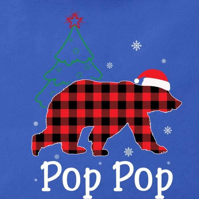 Funny Xmas Red Plaid Pop Pop Bear Ugly Christmas Sweater Gift Zip Tote Bag