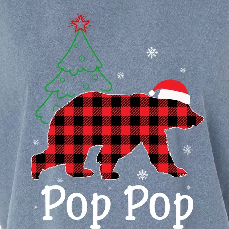 Funny Xmas Red Plaid Pop Pop Bear Ugly Christmas Sweater Gift Garment-Dyed Women's Muscle Tee