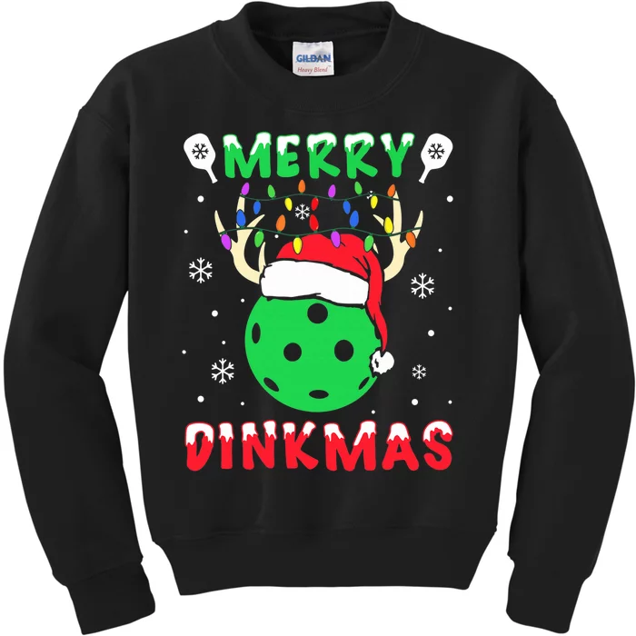 Funny Xmas Reindeer Santa Merry Pickleball Christmas Kids Sweatshirt