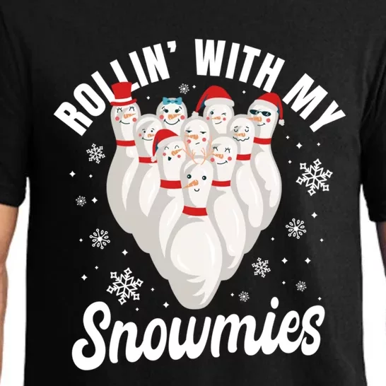 Funny Xmas Rollin With My Snowmies Snow Bowling Christmas Meaningful Gift Pajama Set