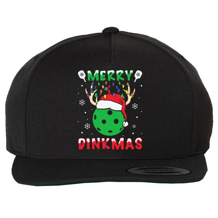 Funny Xmas Reindeer Santa Merry Pickleball Christmas Wool Snapback Cap