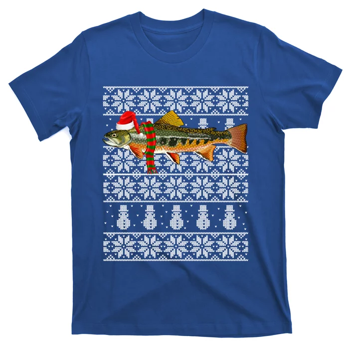 Fish Xmas Santa Hat Brook Trout Ugly Christmas Funny Gift T-Shirt