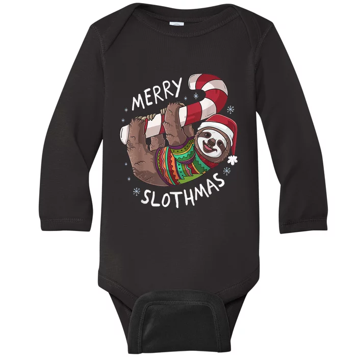 Funny Xmas Sloth Stocking Stuffer For Christmas Baby Long Sleeve Bodysuit