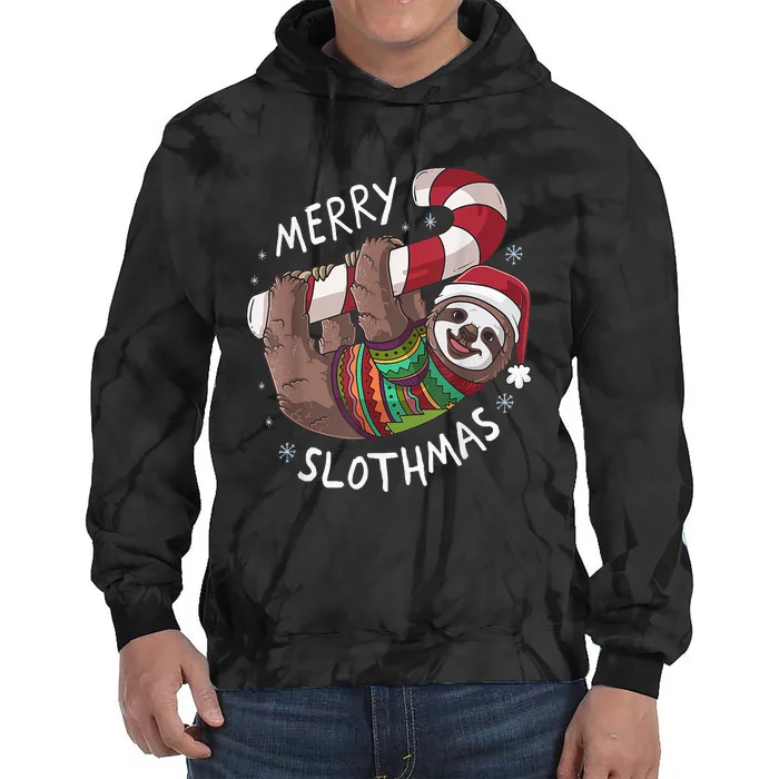 Funny Xmas Sloth Stocking Stuffer For Christmas Tie Dye Hoodie