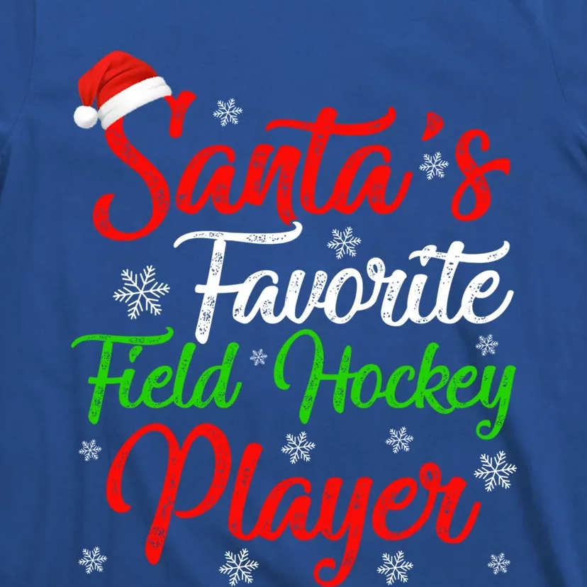 Funny Xmas Santas Favorite Field Hockey Player Christmas Funny Gift T-Shirt