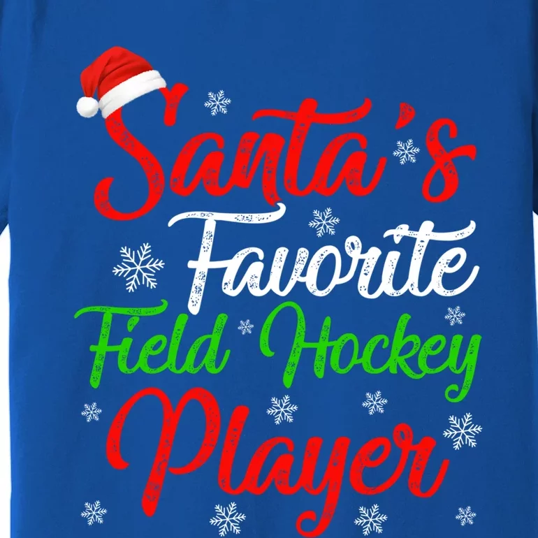 Funny Xmas Santas Favorite Field Hockey Player Christmas Funny Gift Premium T-Shirt