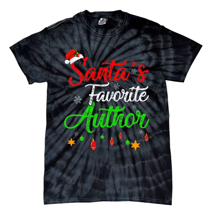 Funny Xmas SantaS Favorite Author Christmas Tie-Dye T-Shirt