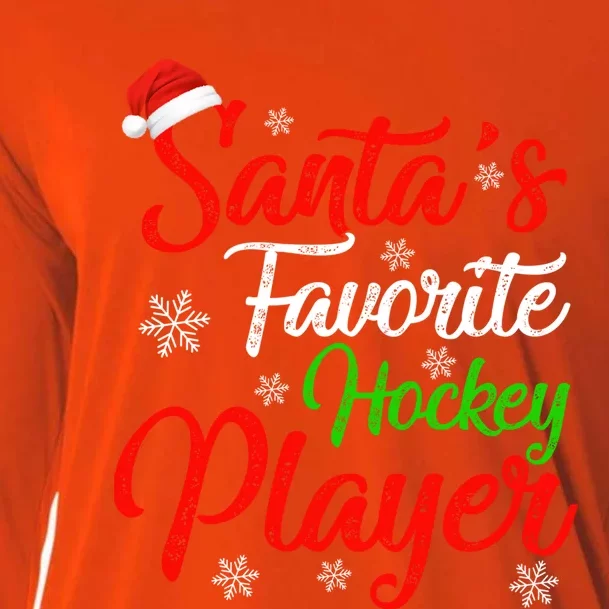 Funny Xmas Santas Favorite Hockey Player Christmas Gift Cooling Performance Long Sleeve Crew