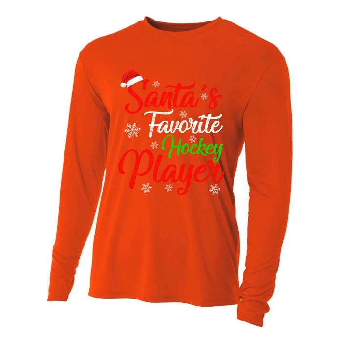 Funny Xmas Santas Favorite Hockey Player Christmas Gift Cooling Performance Long Sleeve Crew