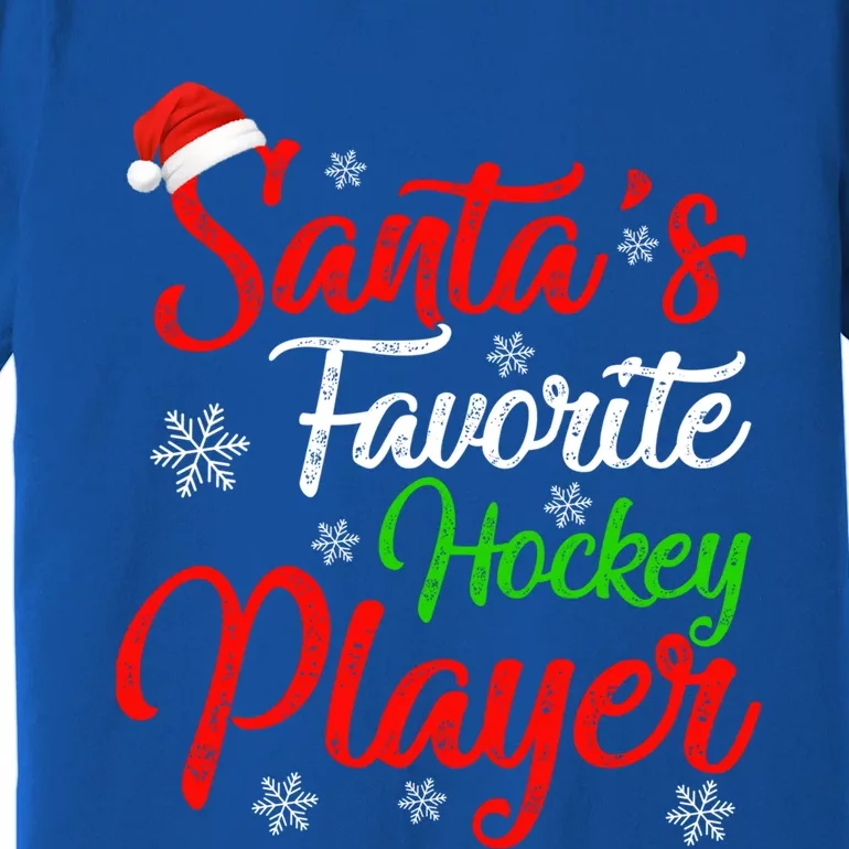 Funny Xmas Santas Favorite Hockey Player Christmas Gift Premium T-Shirt