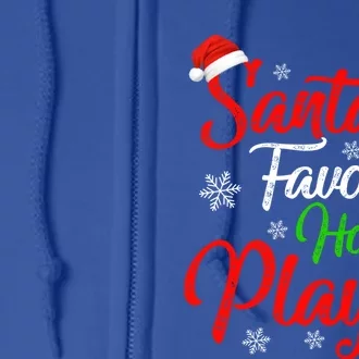 Funny Xmas Santas Favorite Hockey Player Christmas Gift Full Zip Hoodie