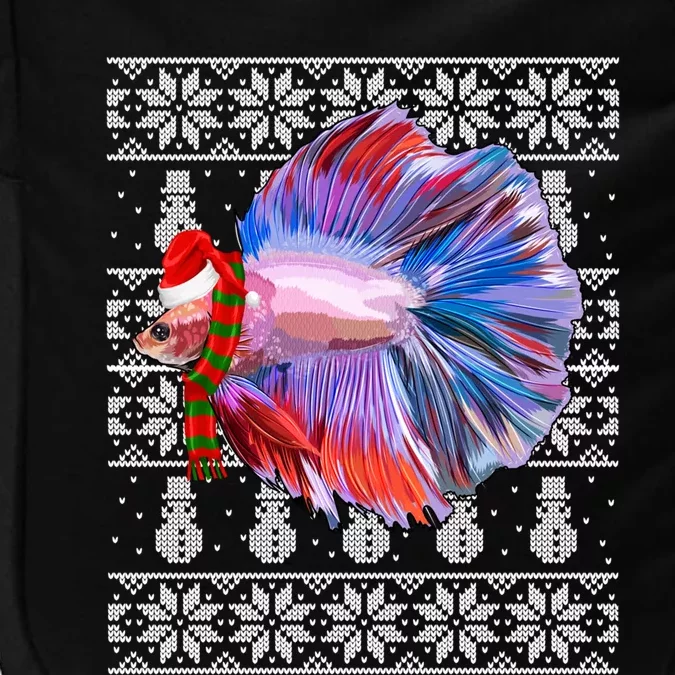 Fish Xmas Santa Hat Betta Fish Ugly Christmas Gift Impact Tech Backpack